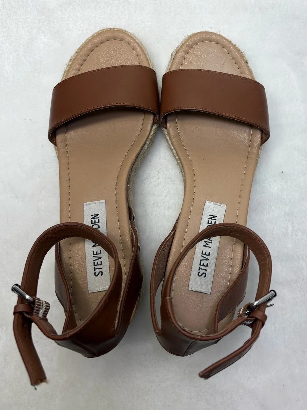 Steve Madden Brown Espadrille Ankle Strap Wedge Sandals